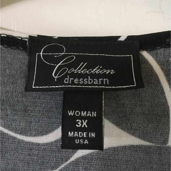 DressBarn Collection 3X Women’s Black White Ruched Wrap Top Beaded Hem Sequence - Picture 3 of 7